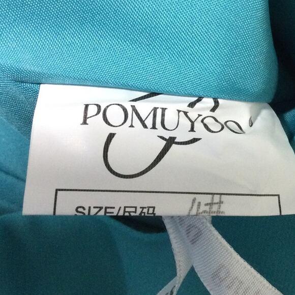 FORMAL PARTY SZ 4 S blue teal boat neck faux wrap lace up bridesmaid dress B159 - Picture 8 of 8